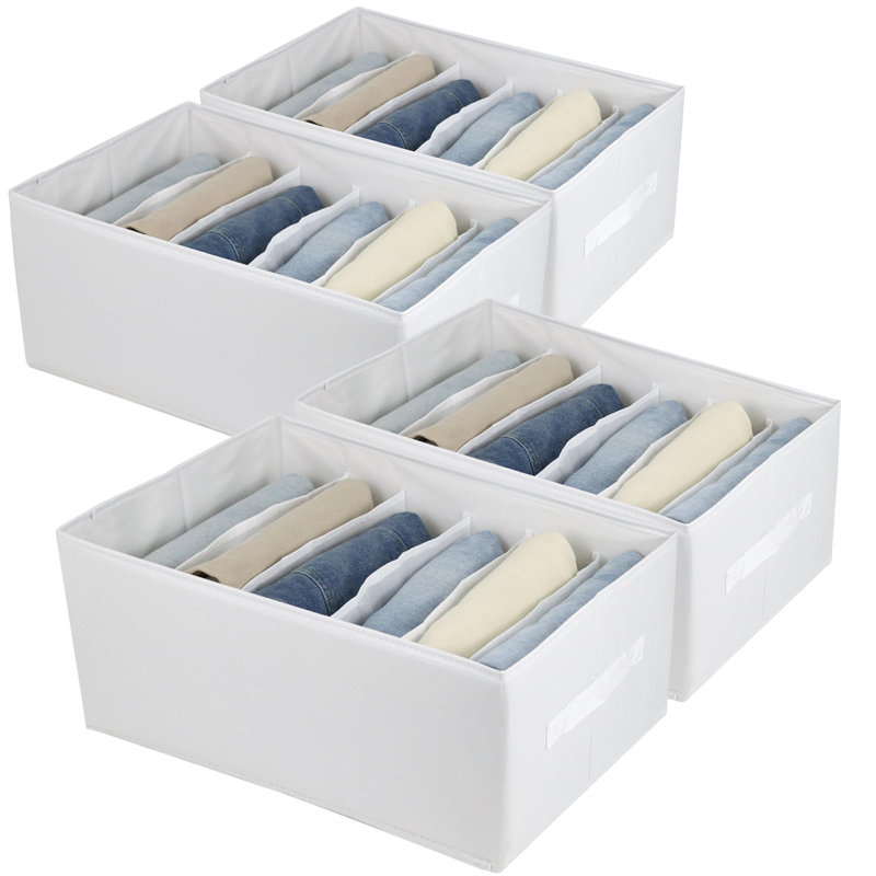 4 grandes grilles de rangement pour vêtements pour jeans, pantalons, t-shirts, chandails, bacs de rangement pour garde-robe pliables