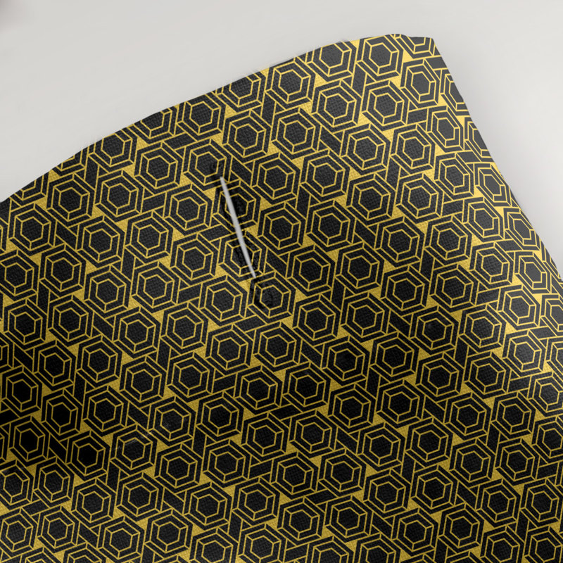 Rideau de douche simple hexagonal classique, Jaune / Noir