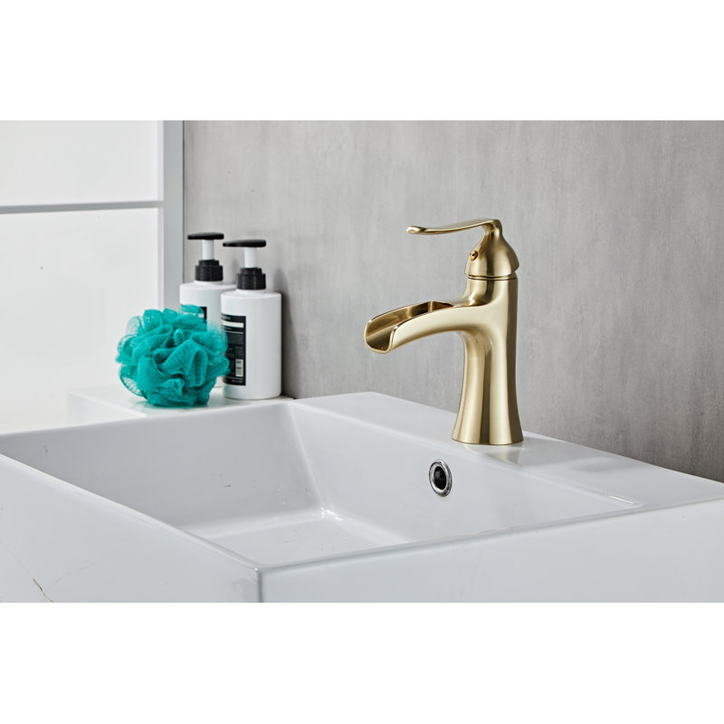 Single-Hole Single-handle Bathroom Faucet with Drain Assembly, Matte Gold