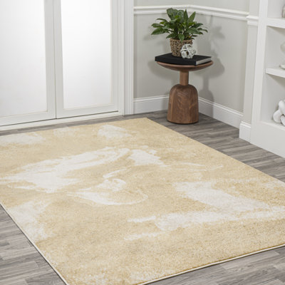 Dailah Abstract Two-Tone Modern Gold/Cream Rug