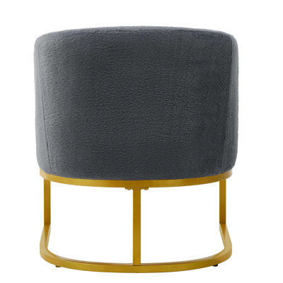 Ophelis Modern Glam Faux Rabbit Fur Upholstered Accent Chair with Gold Metal Frame