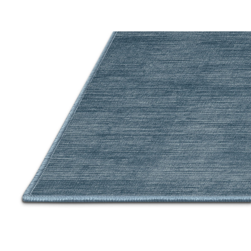 Tapis bleu uni lavable à la machine, Rectangulaire 8 pi x 12 pi