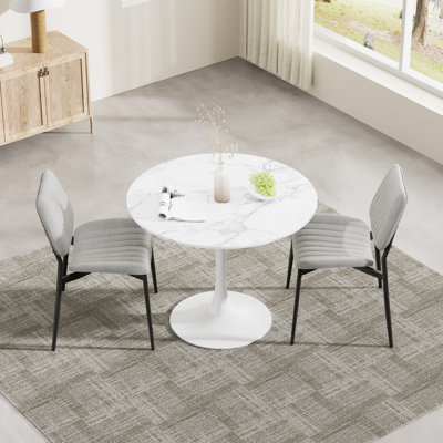 Modern Round 3 Piece Dining Room Table and Chairs Set