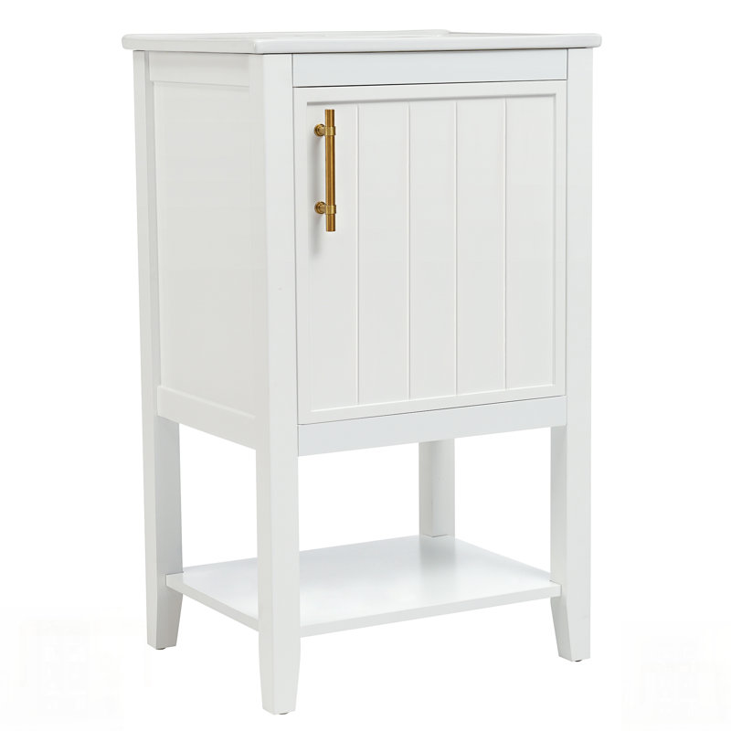 Meuble-lavabo de salle de bain avec lavabo, porte à fermeture douce, support de rangement et tablette ouverte pour les salles de bain modernes