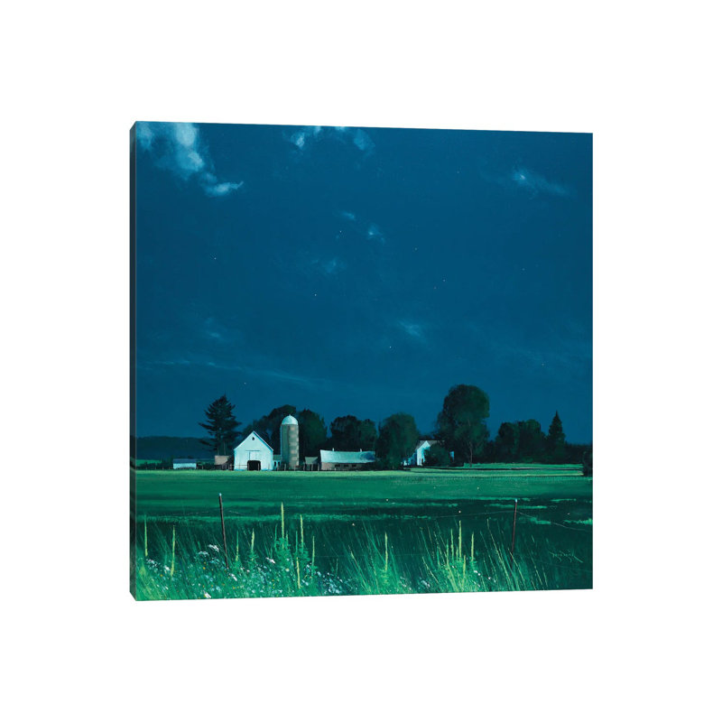 Moonlit Scene At Cushing by Ben Bauer - Wrapped Canvas Painting, 30.48 cm H x 30.48 cm W