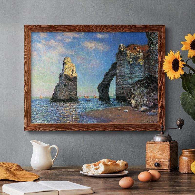 Les falaises rocheuses d'Étretat par Monet, reproduction d'art sur toile, Érable, H 26 po x l 38 po x P 1,5 po