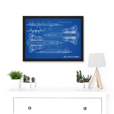 SR-71 Blackbird Habu US Airforce Aircraft Spy Plane Blueprint Plan by Value Does Not Apply - Single Picture Frame Print