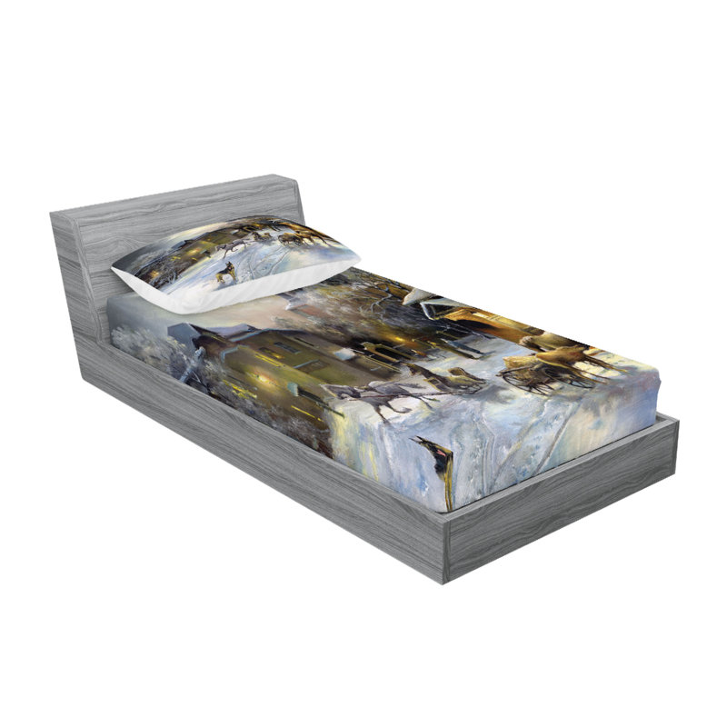 Multicolore drap-housse et coussin décoratif Ambesonne, Ensemble de draps pour lit simple TG + 2 taies d'o
