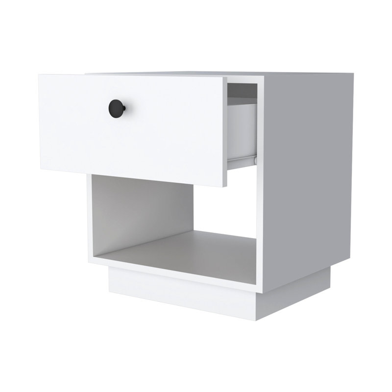 Table de chevet blanche avec 1 tiroir et une chambre à coucher facile à utiliser et facilement accessible, Blanc