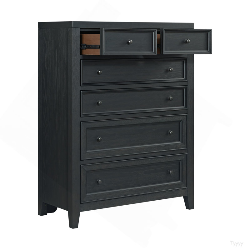 Ebony 6-Drawer Chest, Black