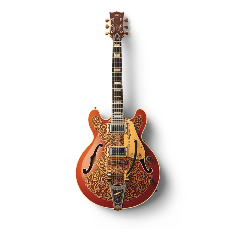 Tapisserie murale ornée de guitare électrique - Décoration murale guitare, H 68 po x l 80 po avec 4 œillets