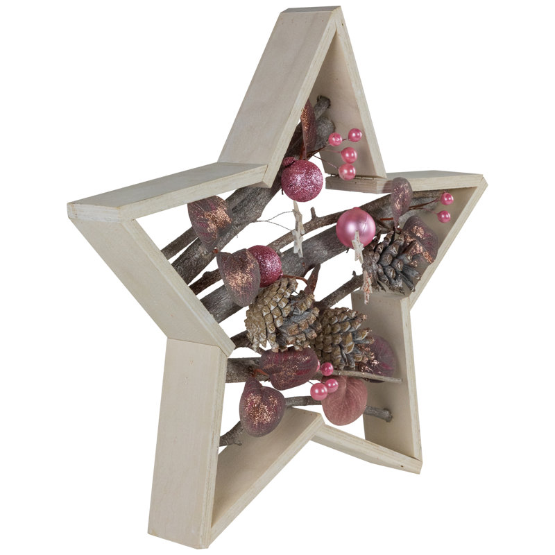 Ornements et pommes de pin, décoration de Noël en bois de bouleau en forme d'étoile
