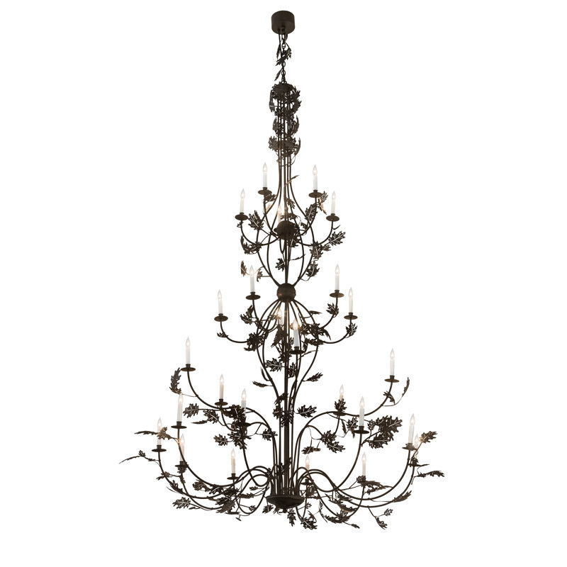 Massive Black Glass 25-Light Tiered Chandelier