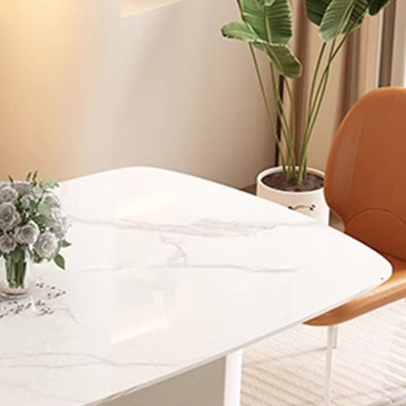 Glossy Snowflake White Dining Table, 29.52"H x 70.86"L x 35.43"W
