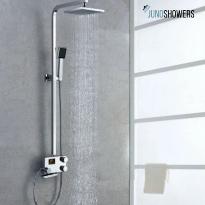 Système de douche 12 pouces en acier inoxydable avec valve thermostatique et douchette