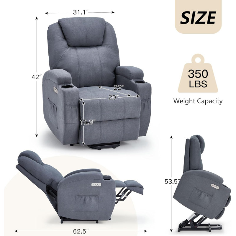 Fauteuil électrique avec poches latérales, Gris