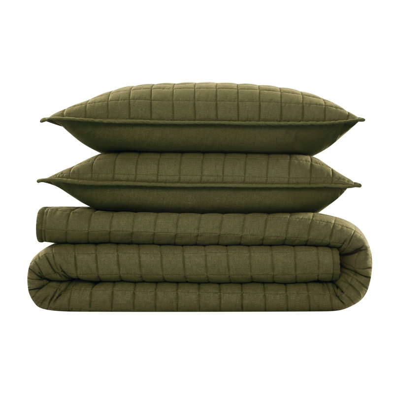 Nena Bedding, Très grand + 2 très grandes taies décoratives, Vert mousse