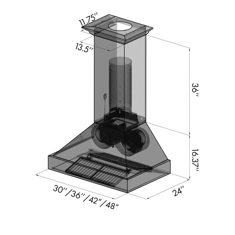 30" 400 CFM Convertible Wall Mount Range Hood, Oil-Rubbed Bronze, 30" W