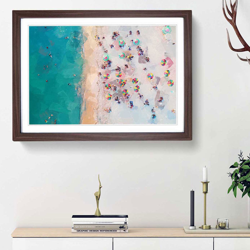 Miami Florida Beach in Abstract - Picture Frame Graphic Art Print, Walnut Framed, 27cm H x 36cm W x 2cm D