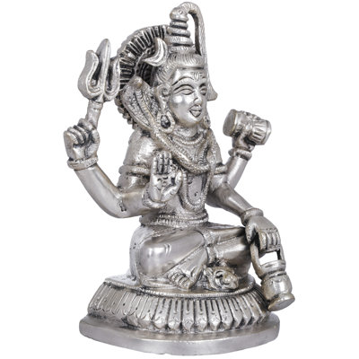 Statue en laiton laiton Shiva assis sur un piédestal