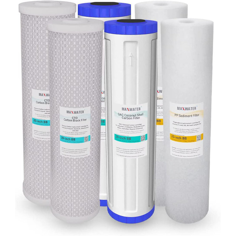 Max Water 20 inch x 4.5 inch, Sediment GAC CTO Reverse Osmosis Replacement Filter Cartridge