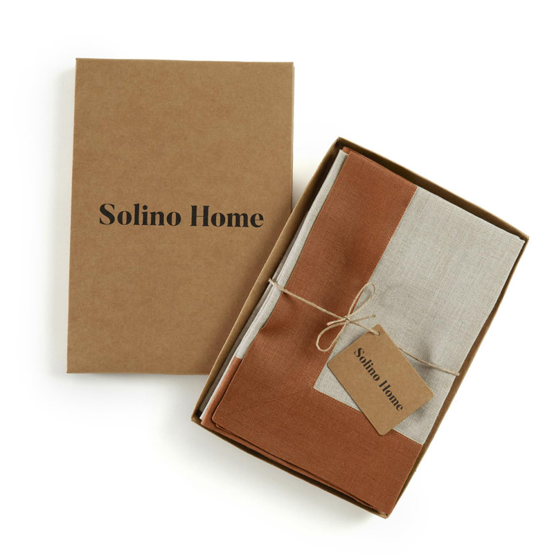 Contempo - 100% Pure Linen Dinner Napkins, Cinnamon/Natural
