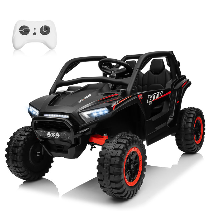Black 24V 2-Seater Off-Road UTV Ride-On with Remote Control