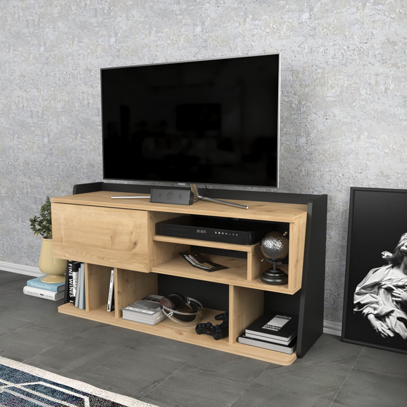 Knezevich 47" TV Stand for TVs up to 60", Sapphire Oak/Black