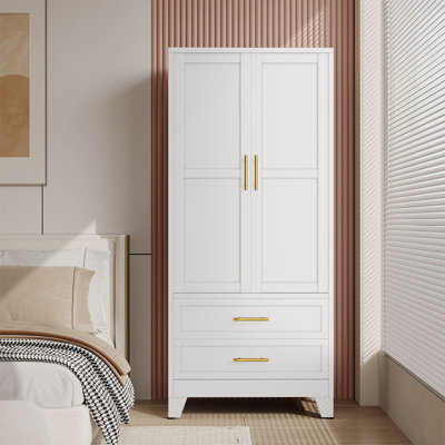 Winston Porter Metal Freestanding Clothing Wardrobe Armoire Large Containers for Bedroom