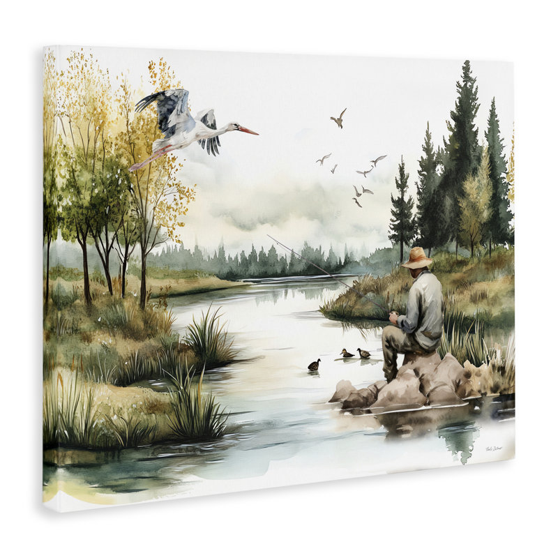 Pêche par River Landscape, conception par Nicole DeCamp, H 24 po x l 30 po