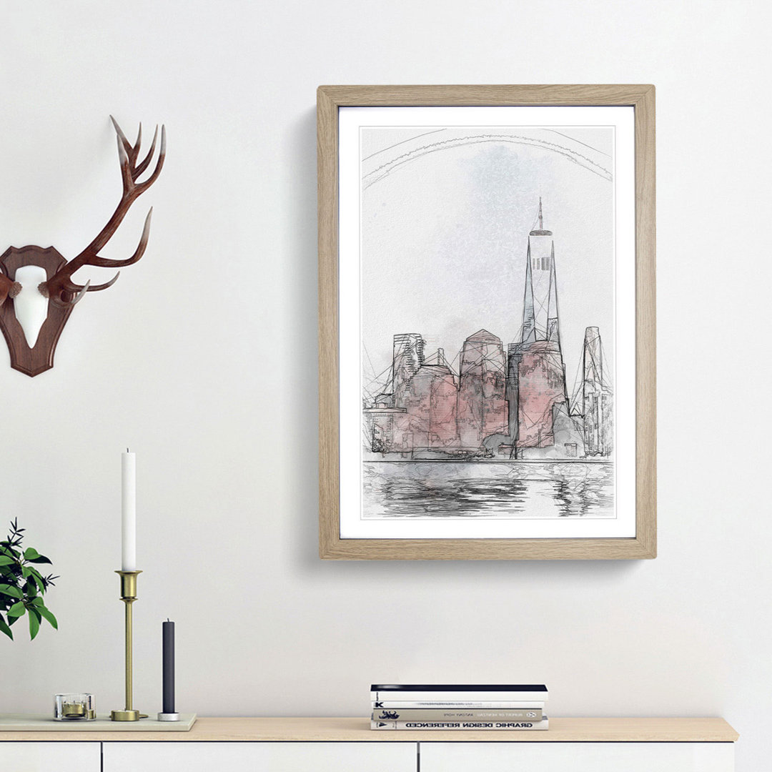 Downtown New York City Skyline in Abstract - Picture Frame Graphic Art Print