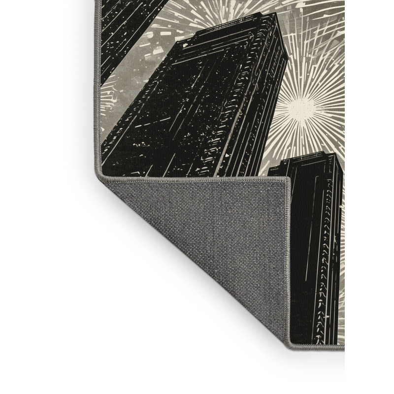 Soft Plush Burnham Las Vegas Strip Posh & Luxe Starburst Area Rug in Gray – Gray Binding, 2x3