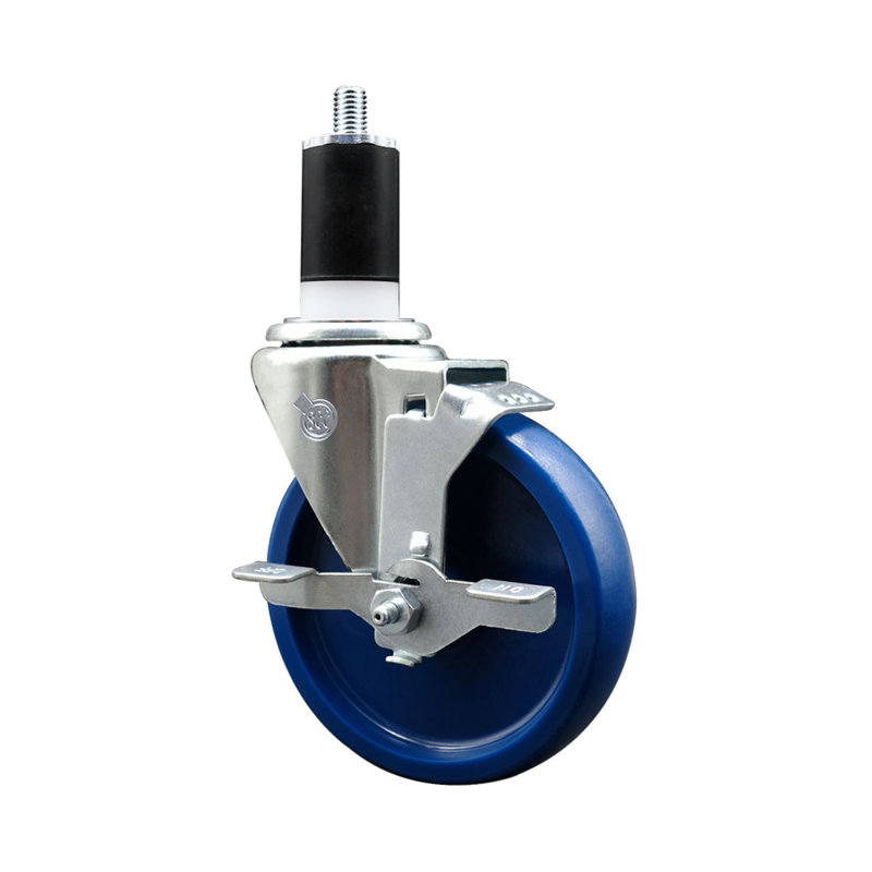 Roulettes pivotantes solides en poly de 1 1/2 po avec frein SCC