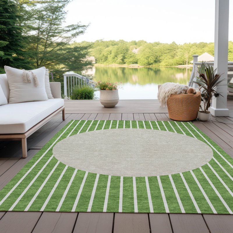 Machine Washable Indoor/Outdoor Chantille ACN994 Green Area Rug, Rectangle 2'6" x 3'10"