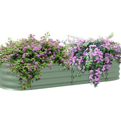 Lit de jardin surélevé galvanisé - 4,9 pi x 2 pi 1 po, pot à fleurs en métal avec bord, favorisant la croissance des plantes, lit surélevé de 1 pi, caractéristique, rehaussant