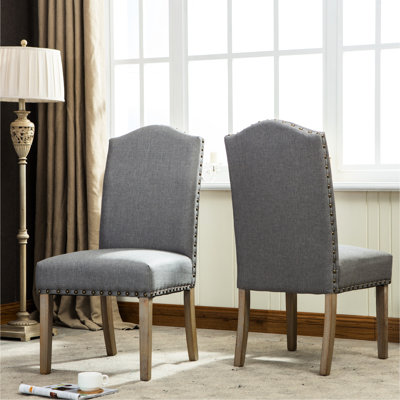 Urban Gray Fabric Padded Chair , 2. Solid Wood Nailhead Details. Strong Structure. 20" W X 25" D 41" H. Seat Height 20". Cushion 7.75". Leg 13.6". Chic Dining Chairs Style Chairs, - Accents And