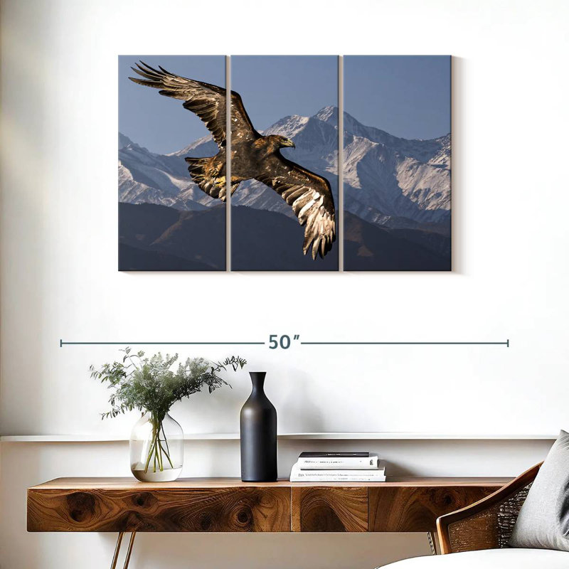 Eagle And Snowy Mountains, 24" H x 38" W