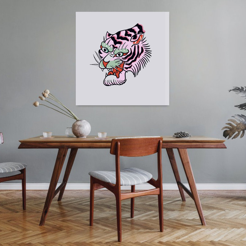 Impression d'art mural tigre rose, 32" H x 32" W