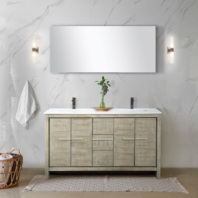 Lafarre 60"" Double Bathroom Vanity Set with Mirror -  Lexora, LVLF60DRA311