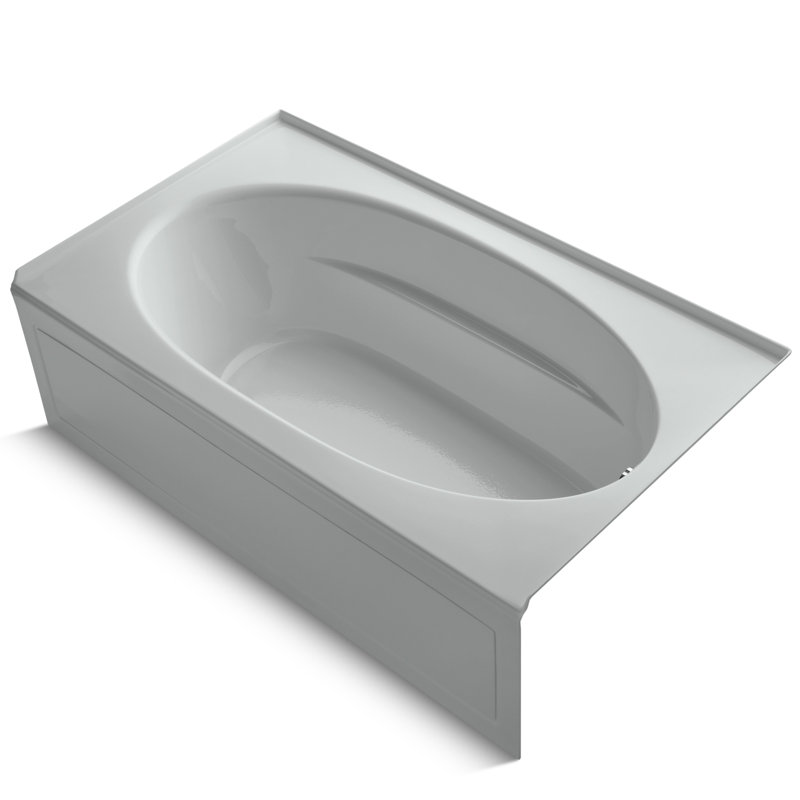 Windward 72" x 42" Alcove Soaking Acrylic Bathtub, Ice Gray, Right