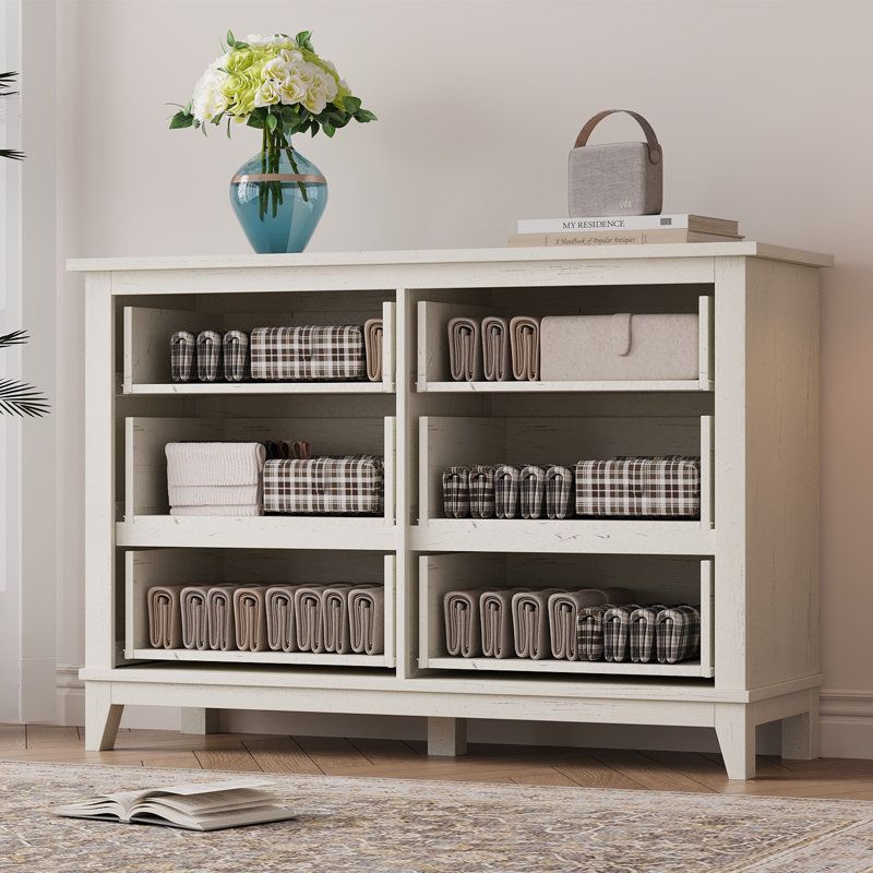 Chic 6-Drawer Wooden Dresser, 47" Wide Storage Cabinet, White
