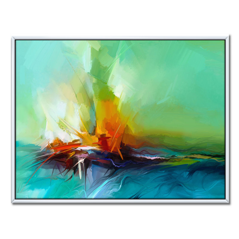 «Abstract Colorful Seascape III», reproduction d'impression sur toile, H 12 po x l 20 po x p 1 po, Toile blanche encadrée
