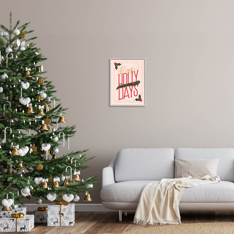 Happy Holly Days Botanical at-131, H 20 po x l 16 po x P 1,5 po, Estampe numérique Farmhouse