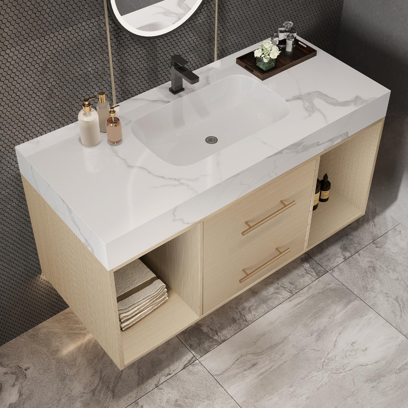 Meuble-lavabo flottant avec lavabo en céramique