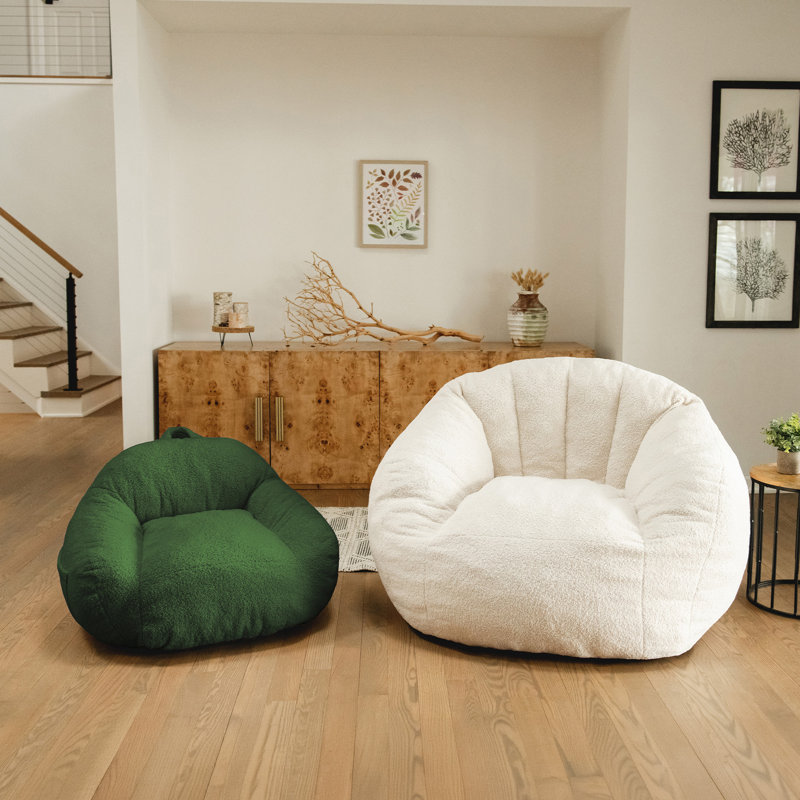 Pouf Big Joe Cloudberry, assise structurée en mousse, motif Teddy Boucle, vert matcha, pour enfants, Enfants, Matcha Green