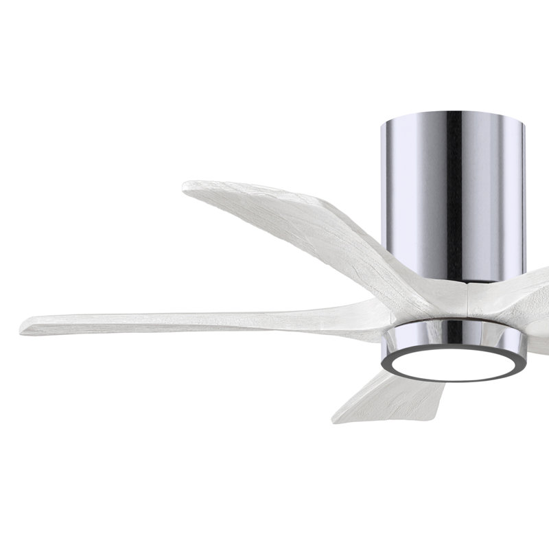 Irene Flushmount Light Kit 5 Blade LED Ceiling Fan, Polished Chrome, 42", Matte White
