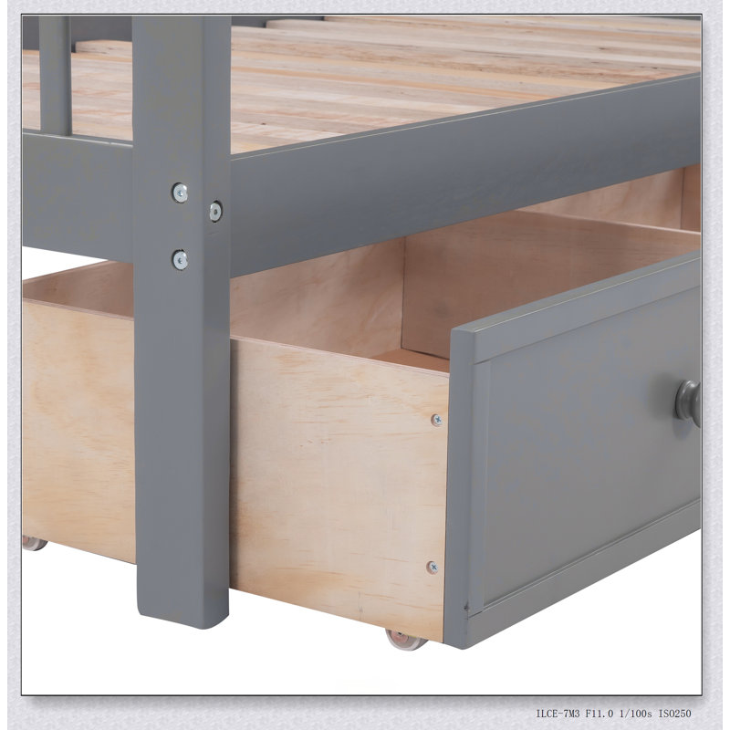 Stairway Twin-Over-Twin Bunk Bed With Three Drawers For Bedroom,