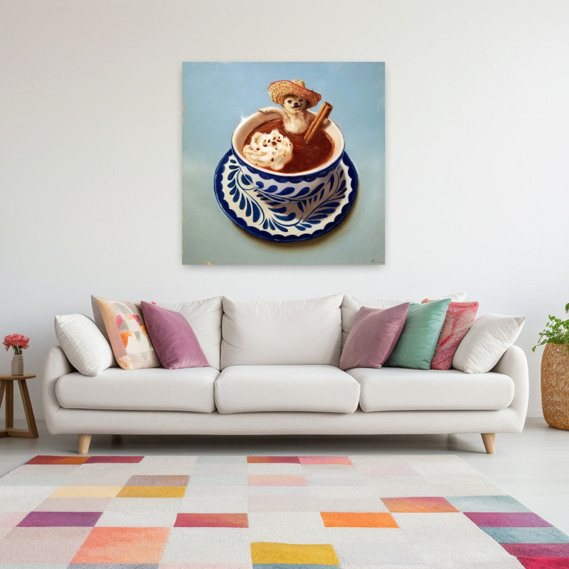 Art contemporain chien mexicain chocolat chaud, H 48 po x l 48 po