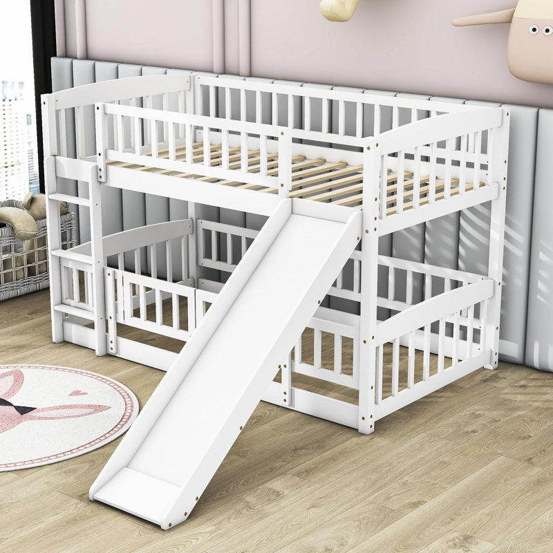 Guiseppi Kids Twin Over Twin Bunk Bed, White