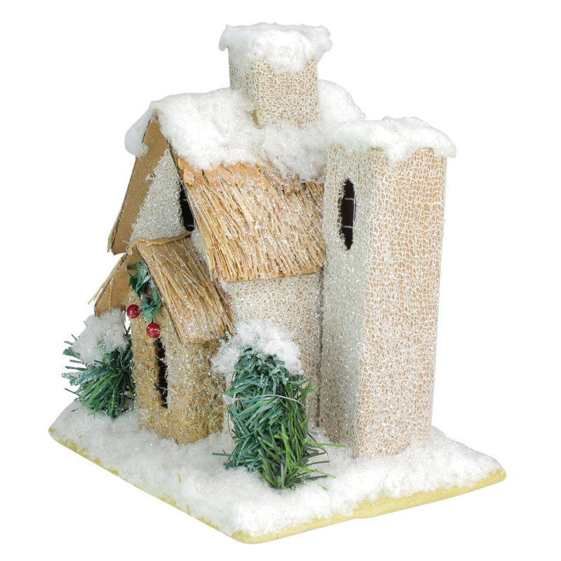 Décoration de table de Noël blanche et beige avec arbustes 9,25 po